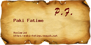 Paki Fatime névjegykártya